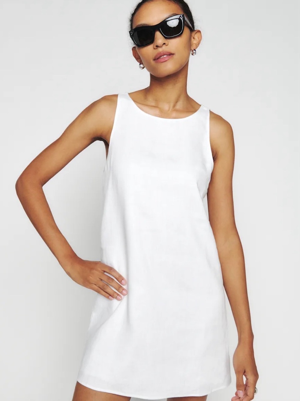 Abercrombie & Fitch White Sleeveless Linen A-Line Dress